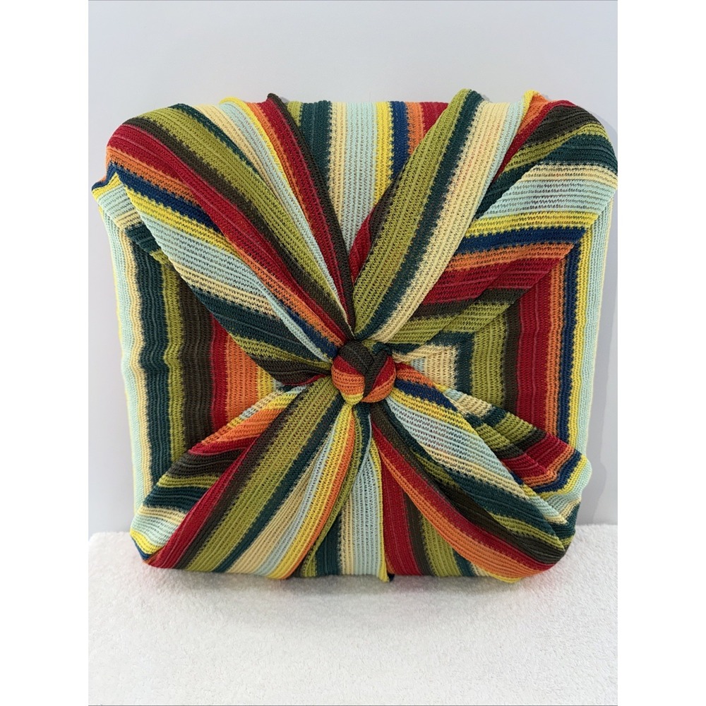 Boho Multicolor Rainbow Stripe HandmadeThrow Pillow Colorful Square Accent Decor